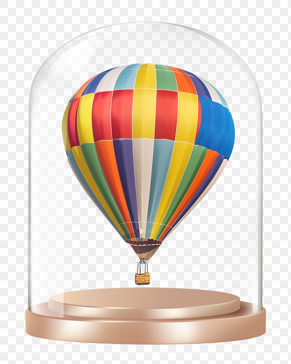 Hot air balloon png glass dome sticker, vehicle concept art, transparent background