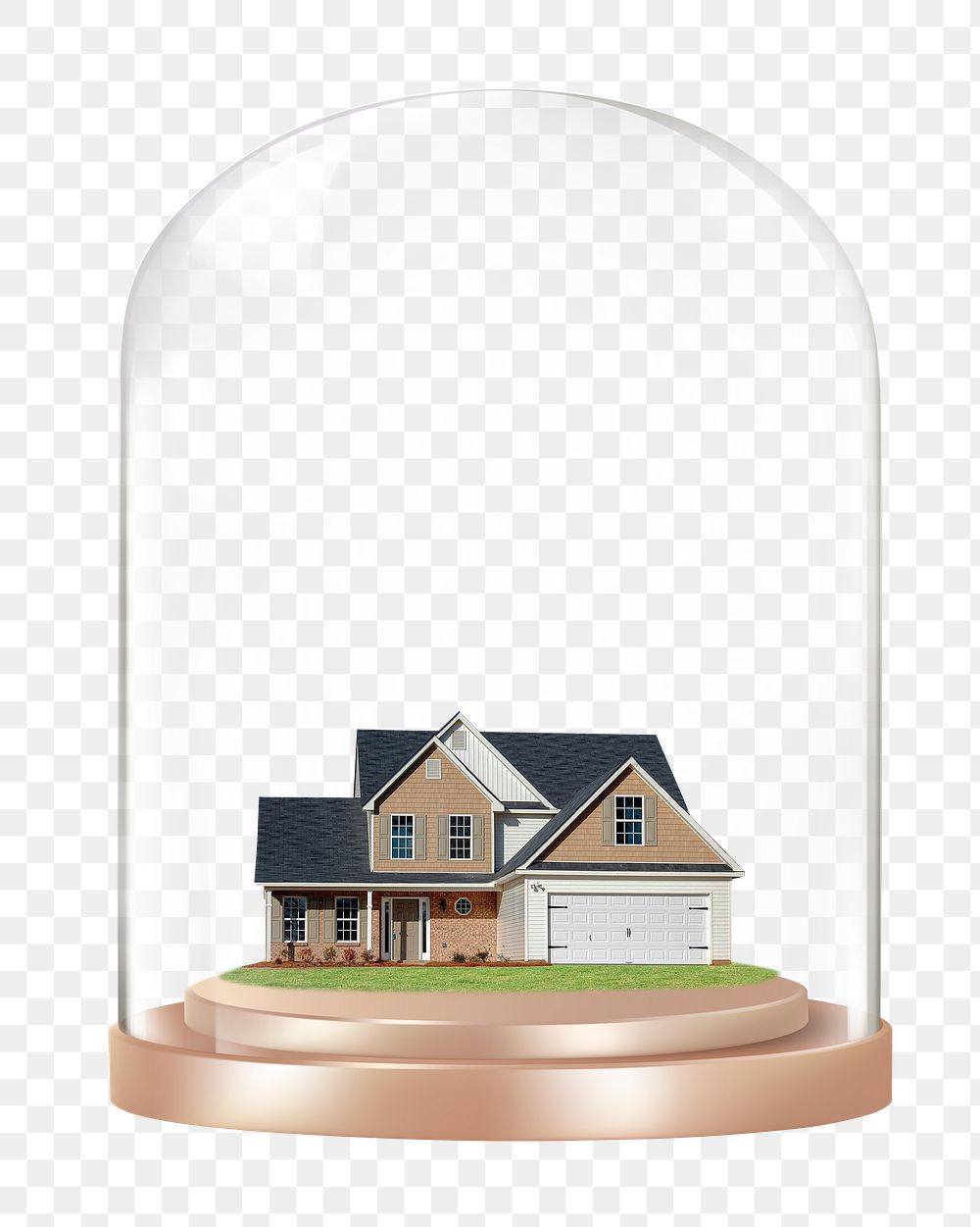 Modern house png glass dome sticker, real estate concept art, transparent background