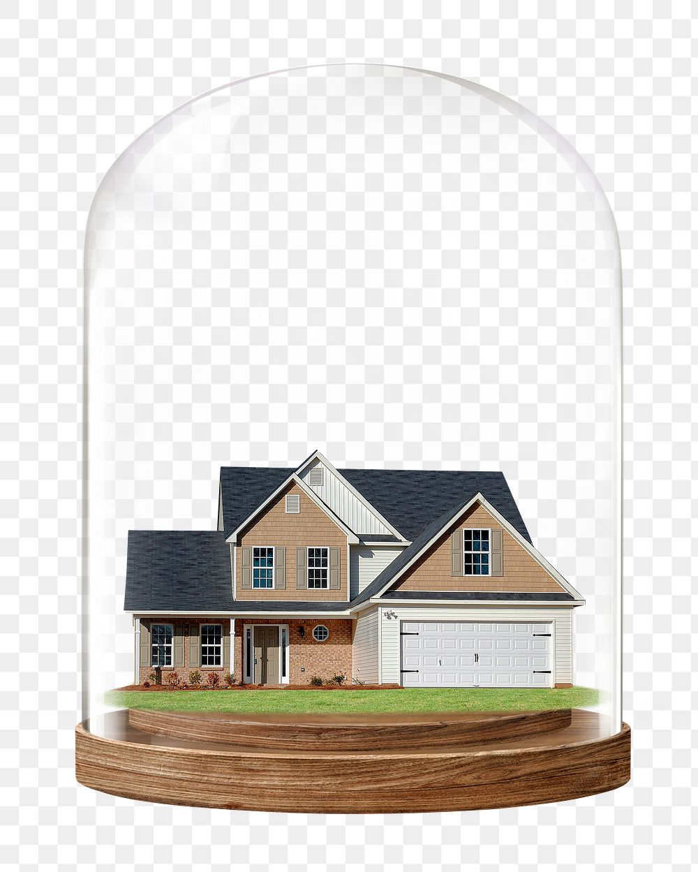 Modern house png glass dome sticker, real estate concept art, transparent background