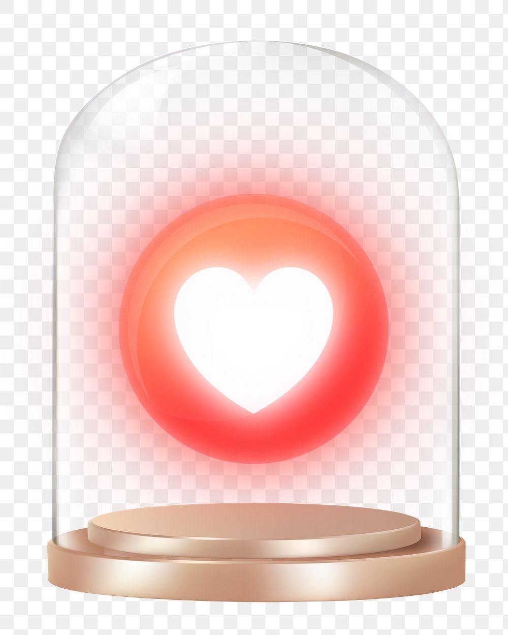 Neon heart png glass dome sticker, Valentine's Day concept art, transparent background