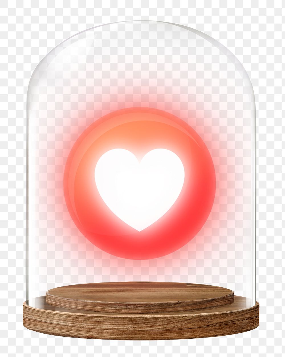 Neon heart png glass dome sticker, Valentine's Day concept art, transparent background