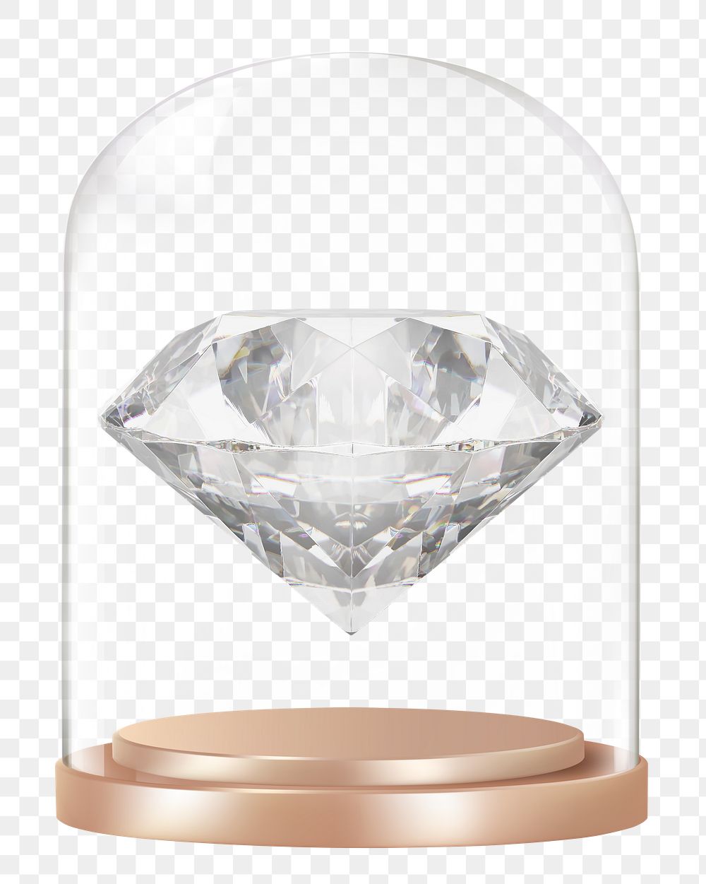 Luxurious diamond png glass dome sticker, jewelry concept art, transparent background