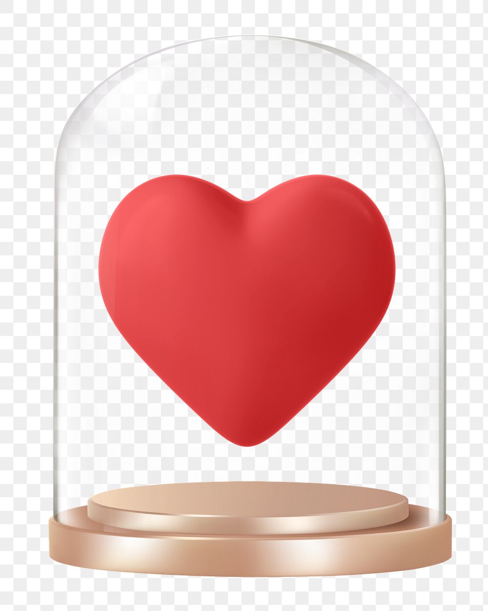 Heart shape png glass dome sticker, Valentine's Day concept art, transparent background