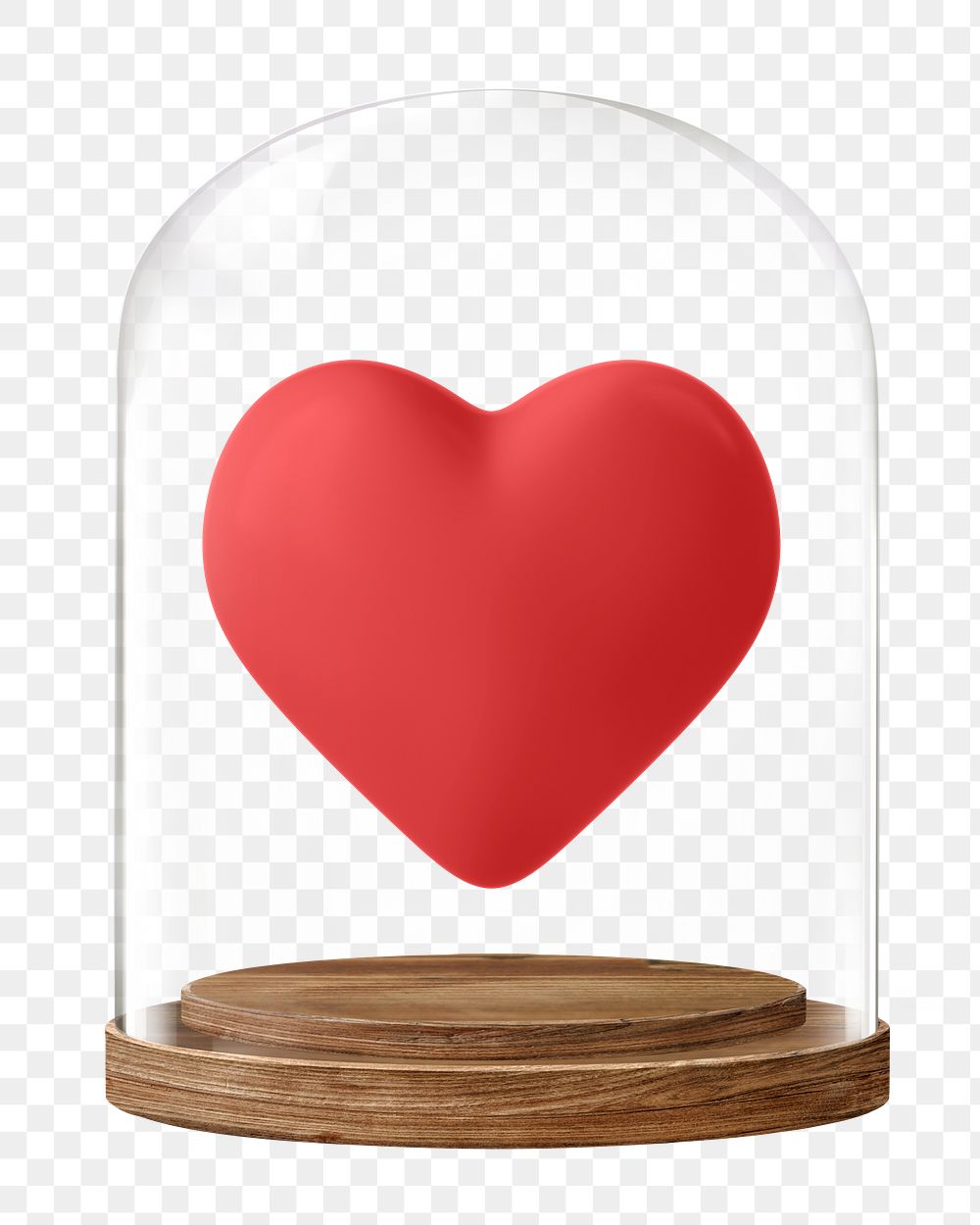 Heart shape png glass dome sticker, Valentine's Day concept art, transparent background