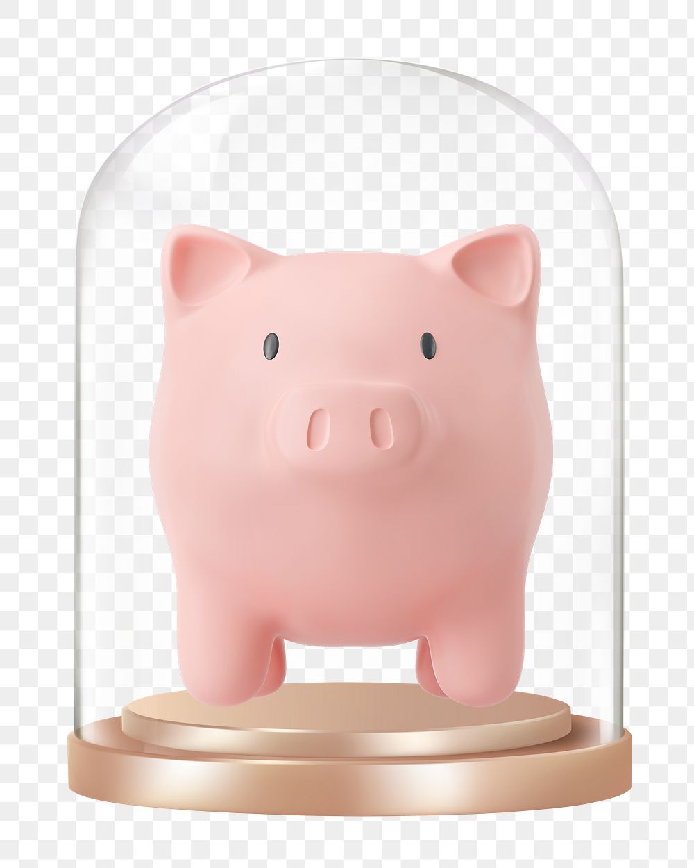 Piggy bank png glass dome sticker, savings, finance concept art, transparent background