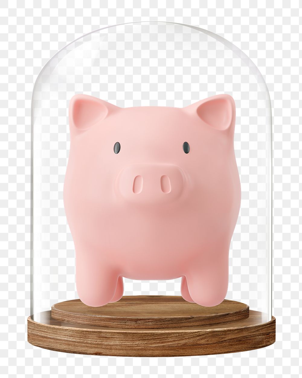 Piggy bank png glass dome sticker, savings, finance concept art, transparent background