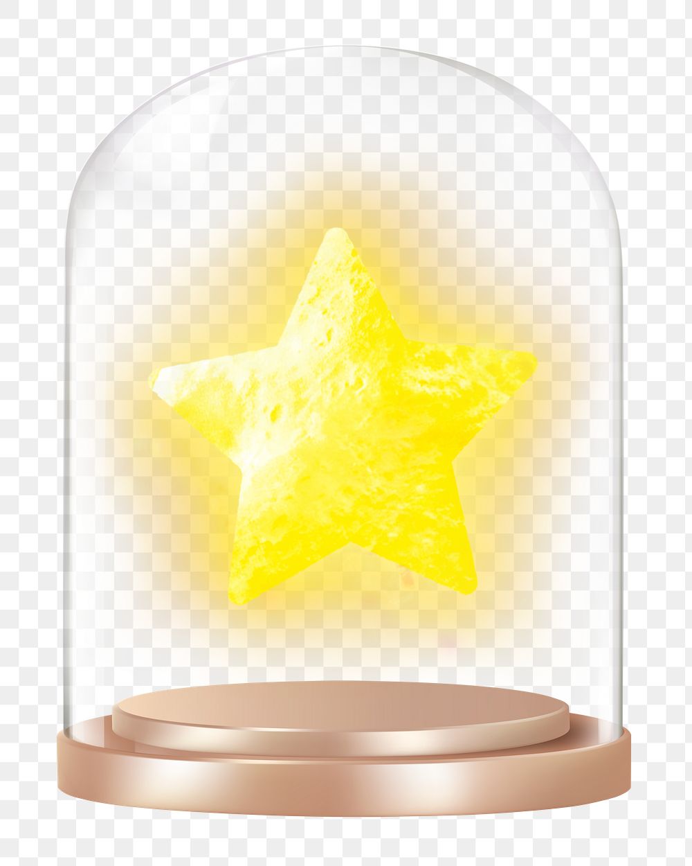 Glowing star png glass dome sticker,  transparent background