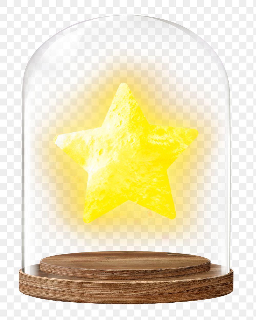 Glowing star png glass dome sticker,  transparent background