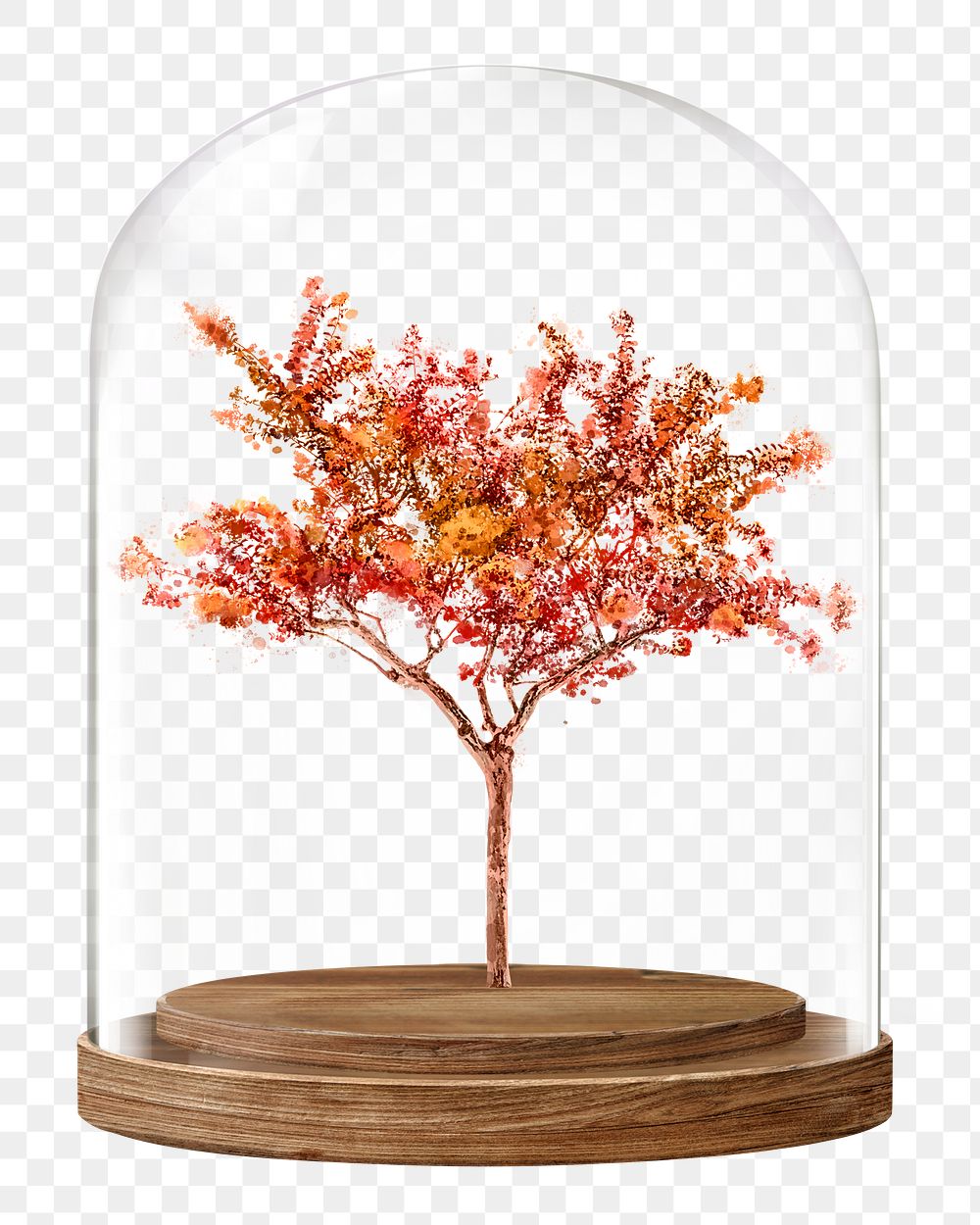 Autumn tree png glass dome sticker, seasonal aesthetic concept art, transparent background