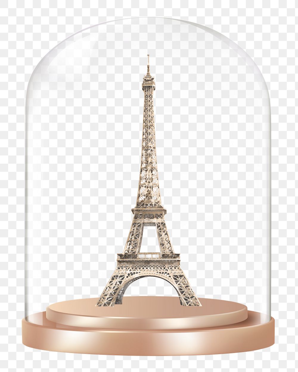Eiffel Tower png glass dome sticker, Paris travel landmark concept art, transparent background