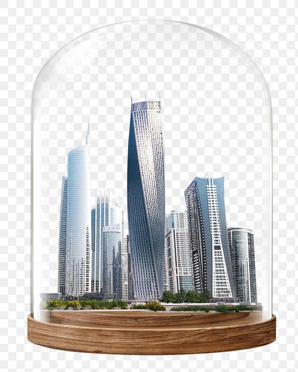 Office buildings png glass dome sticker, cityscape concept art, transparent background