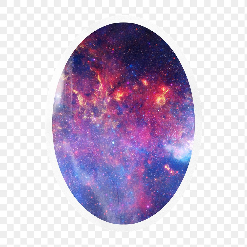 PNG galaxy sky, printable oval sticker in transparent background