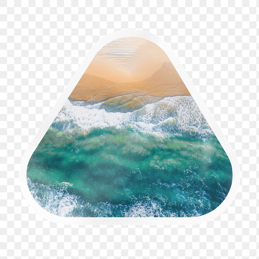 PNG island beach, summer collage element, triangle sticker in transparent background