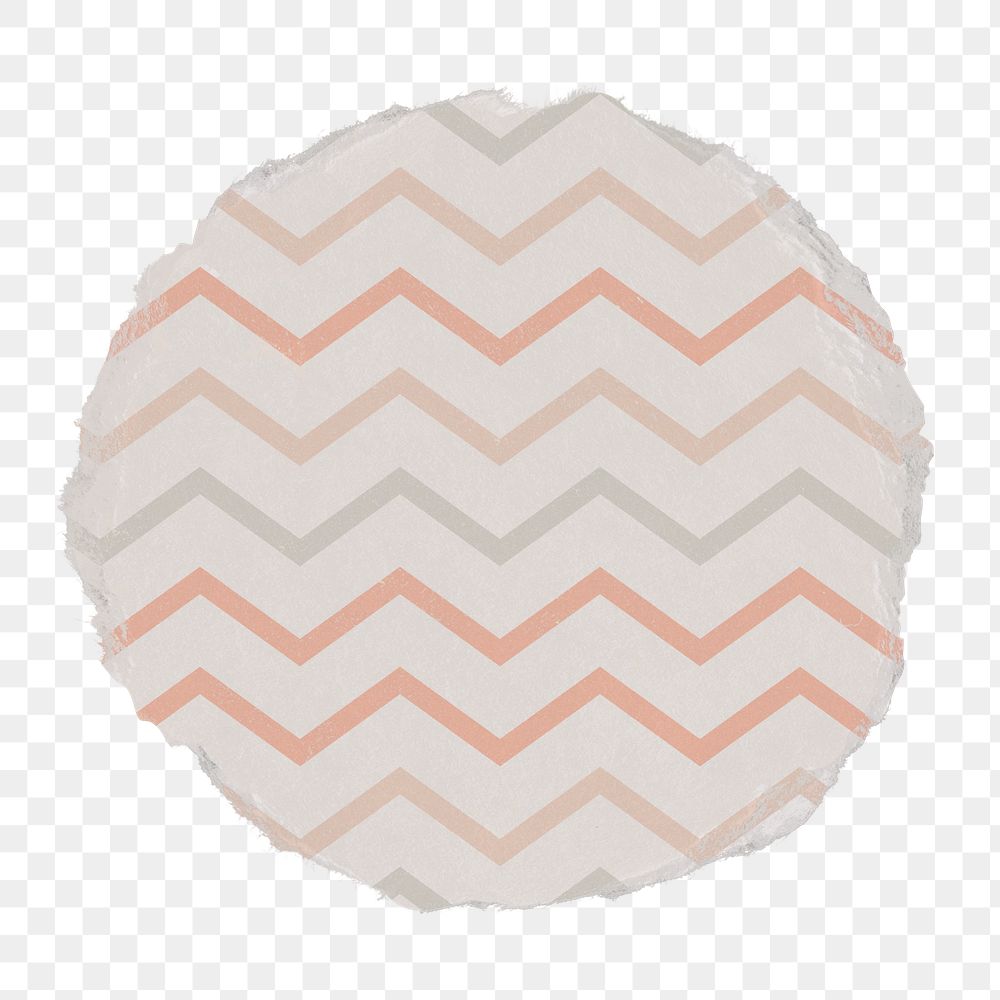 Zigzag badge png, geometric pattern on ripped paper, transparent background