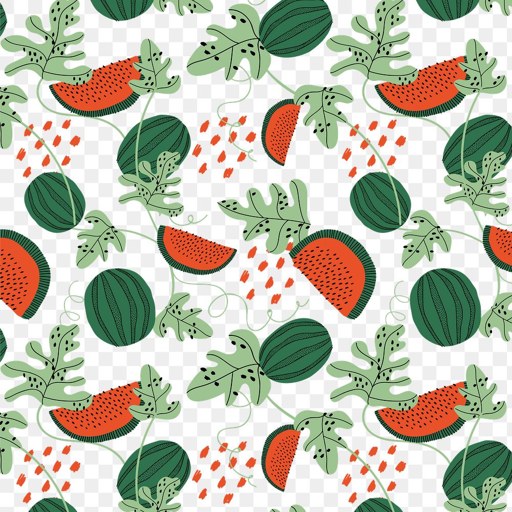 Watermelon fruit pattern png transparent background