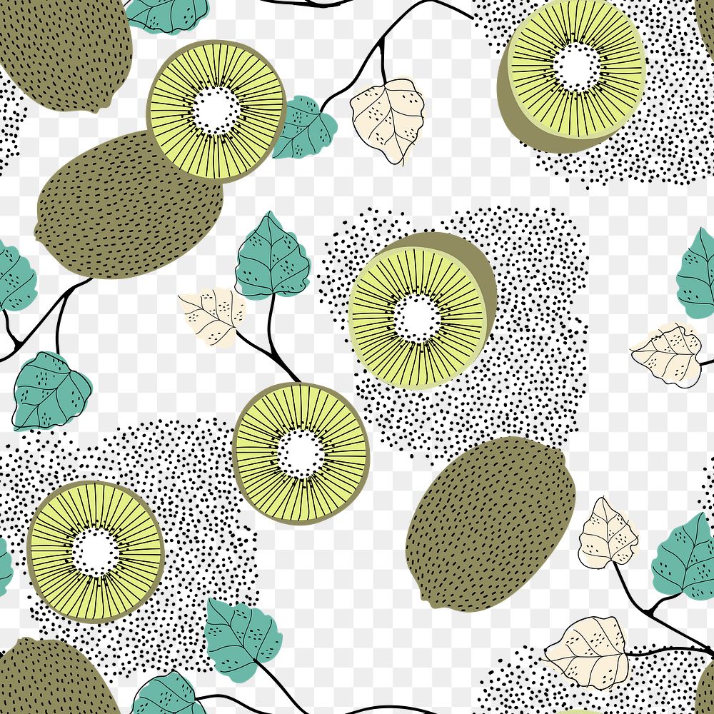 Kiwi fruit pattern png transparent background