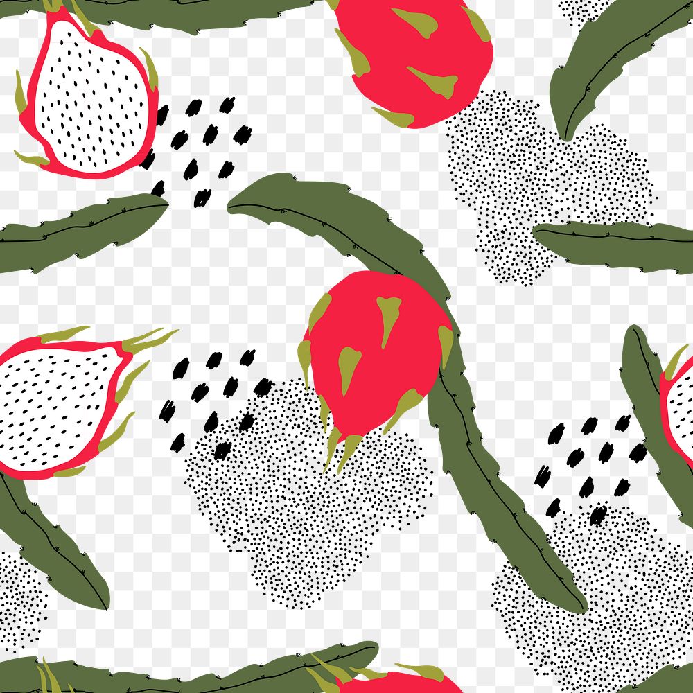 Dragon fruit pattern png transparent background