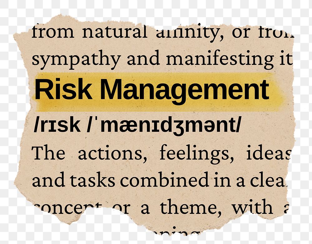 Risk management png word sticker, torn paper dictionary, transparent background