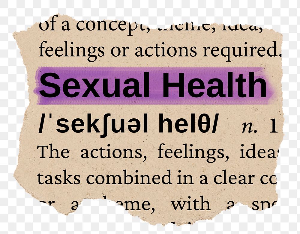 Sexual health png word sticker, torn paper dictionary, transparent background