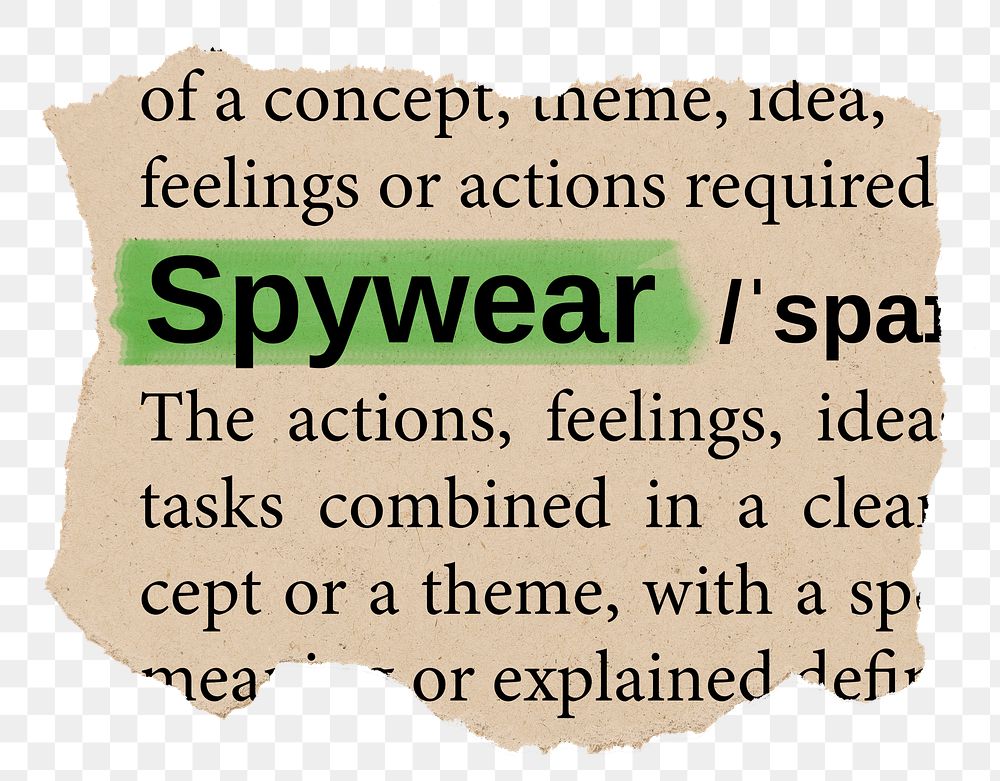 Spywear png word sticker, torn paper dictionary, transparent background