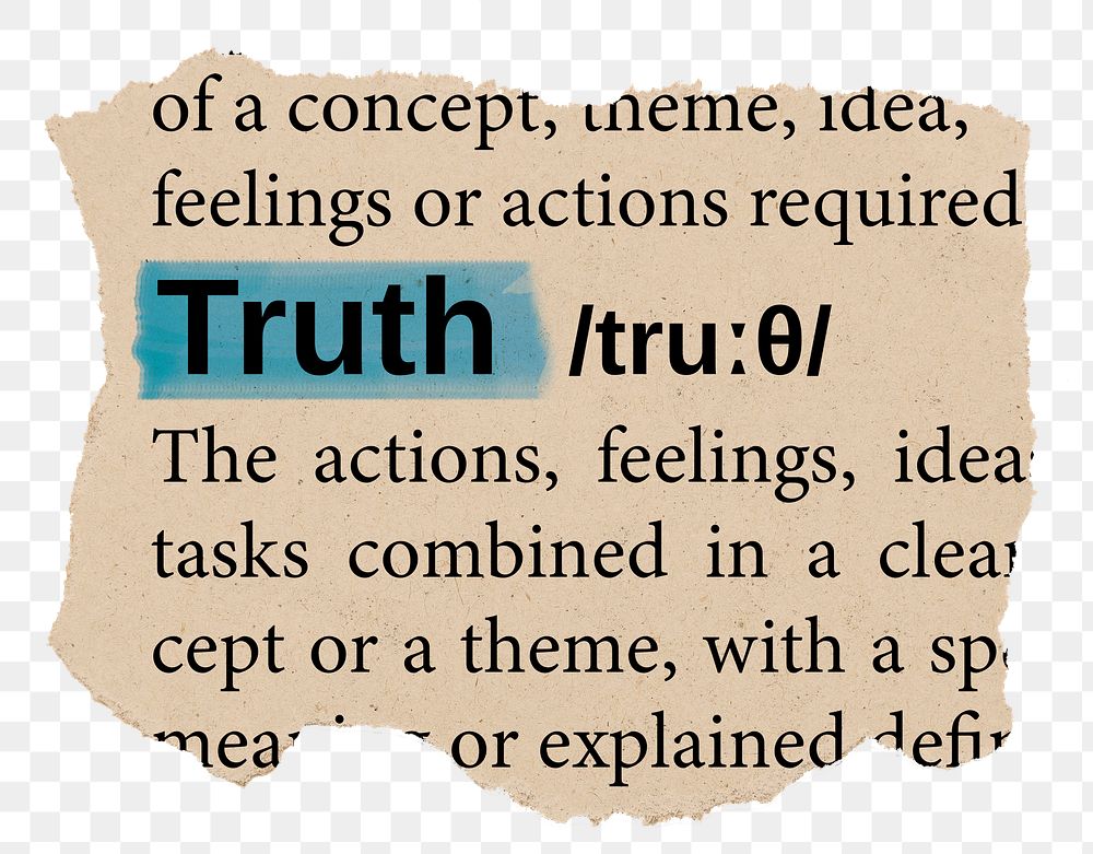 Truth png word sticker, torn paper dictionary, transparent background