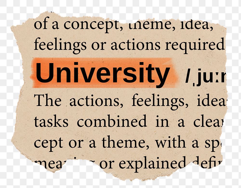 University png word sticker, torn paper dictionary, transparent background