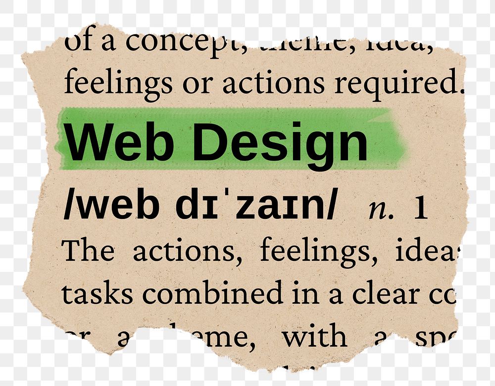 Web design png word sticker, torn paper dictionary, transparent background