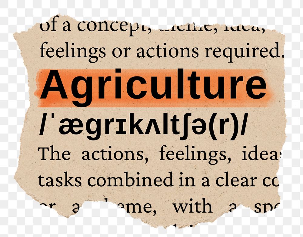 Agriculture png word sticker, torn paper dictionary, transparent background