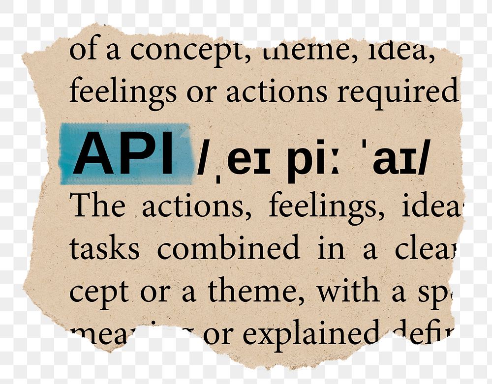 API png word sticker, torn paper dictionary, transparent background