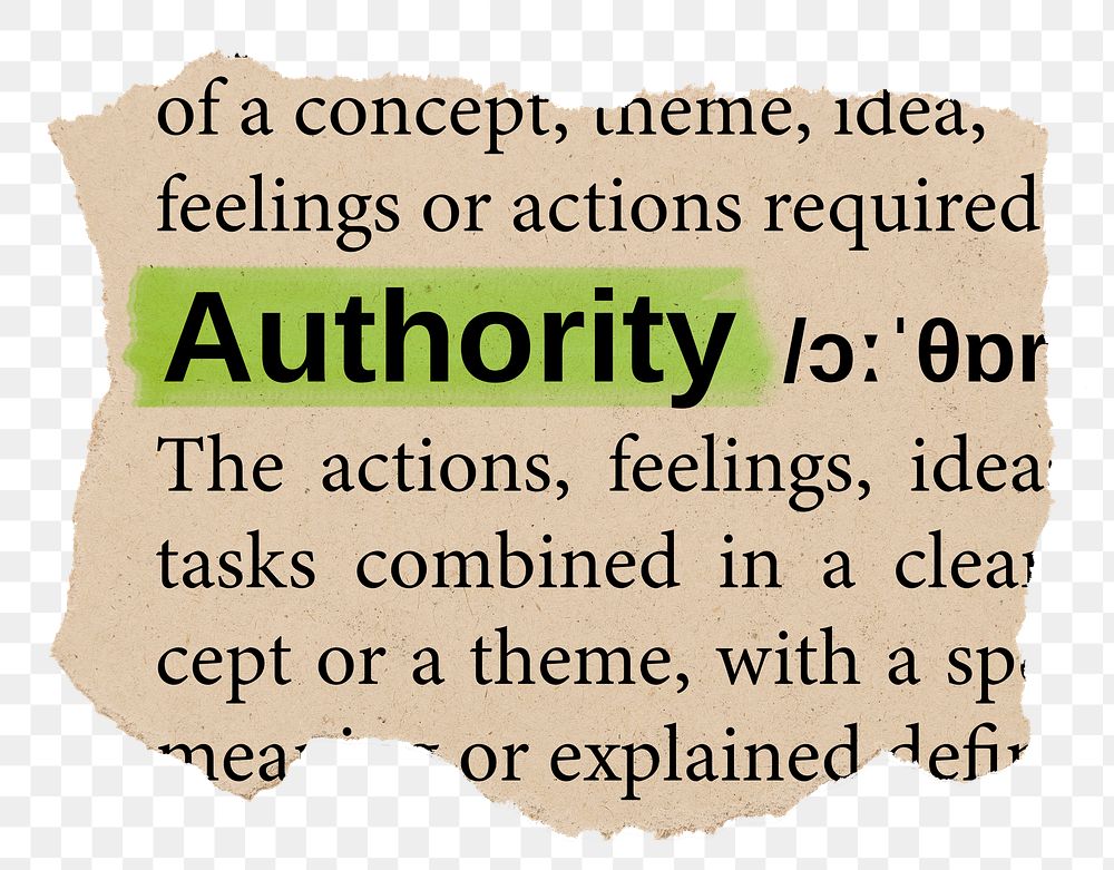 Authority png word sticker, torn paper dictionary, transparent background