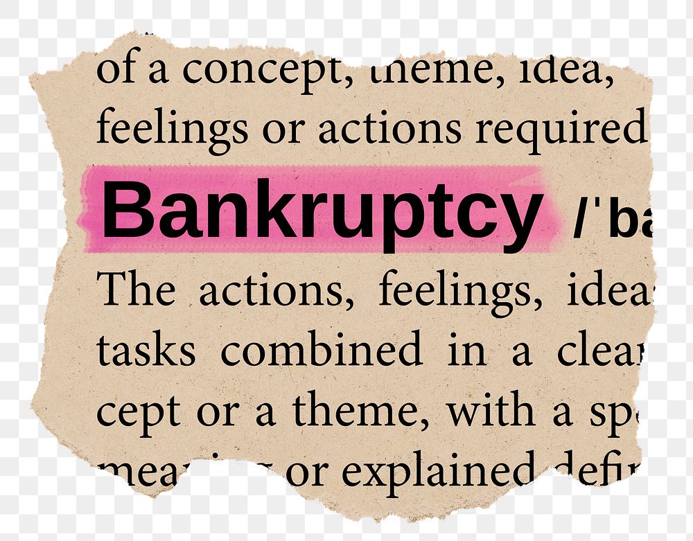 Bankruptcy png word sticker, torn paper dictionary, transparent background