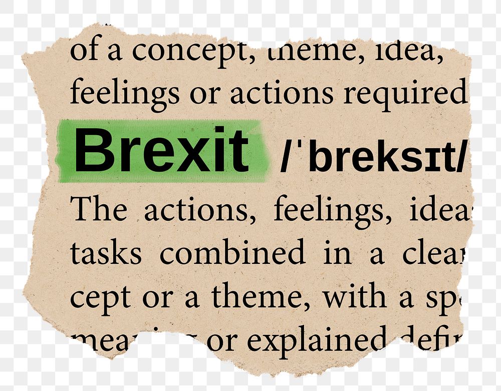 Brexit png word sticker, torn paper dictionary, transparent background