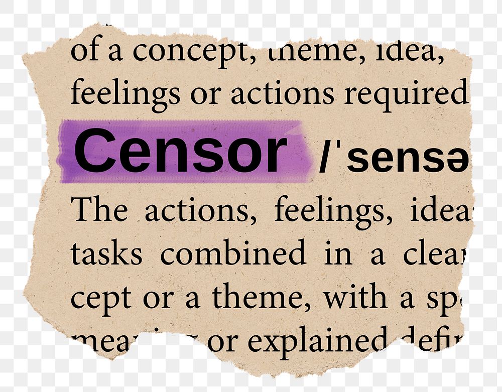 Censor png word sticker, torn paper dictionary, transparent background