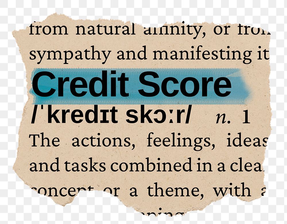 Credit score png word sticker, torn paper dictionary, transparent background