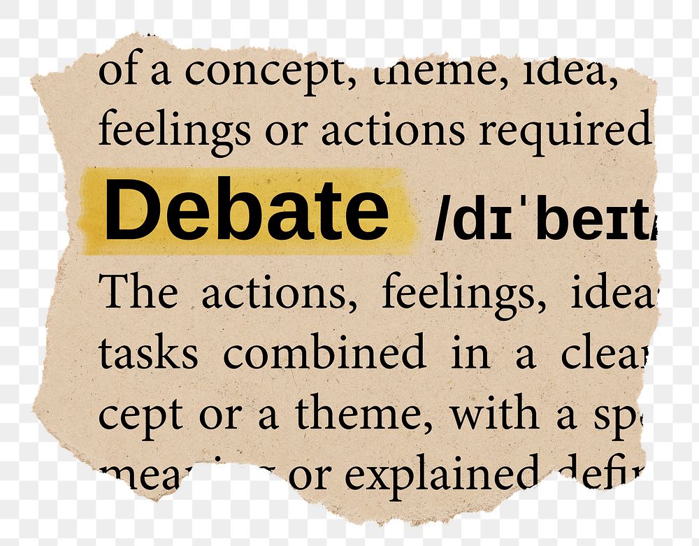 Debate png word sticker, torn paper dictionary, transparent background