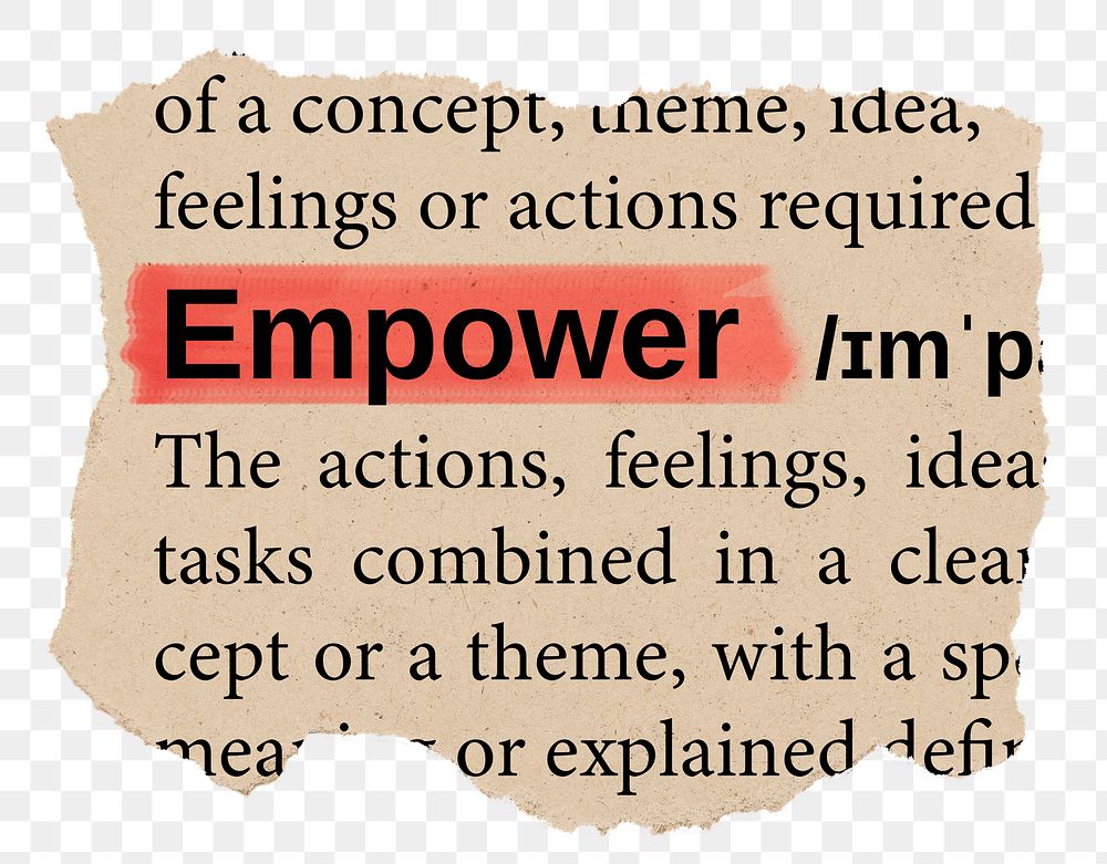 Empower png word sticker, torn paper dictionary, transparent background