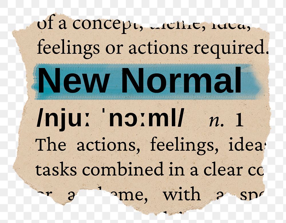 New normal png word sticker, torn paper dictionary, transparent background