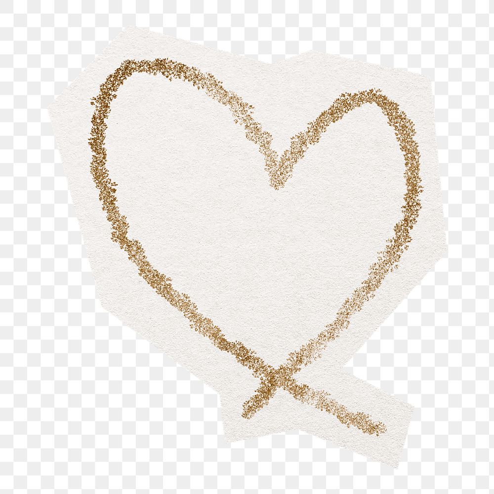 Golden heart frame png sticker, cut out paper design, transparent background