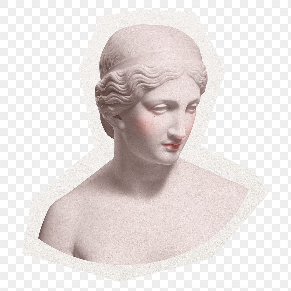 Greek goddess statue png sticker, cut out paper design, transparent background