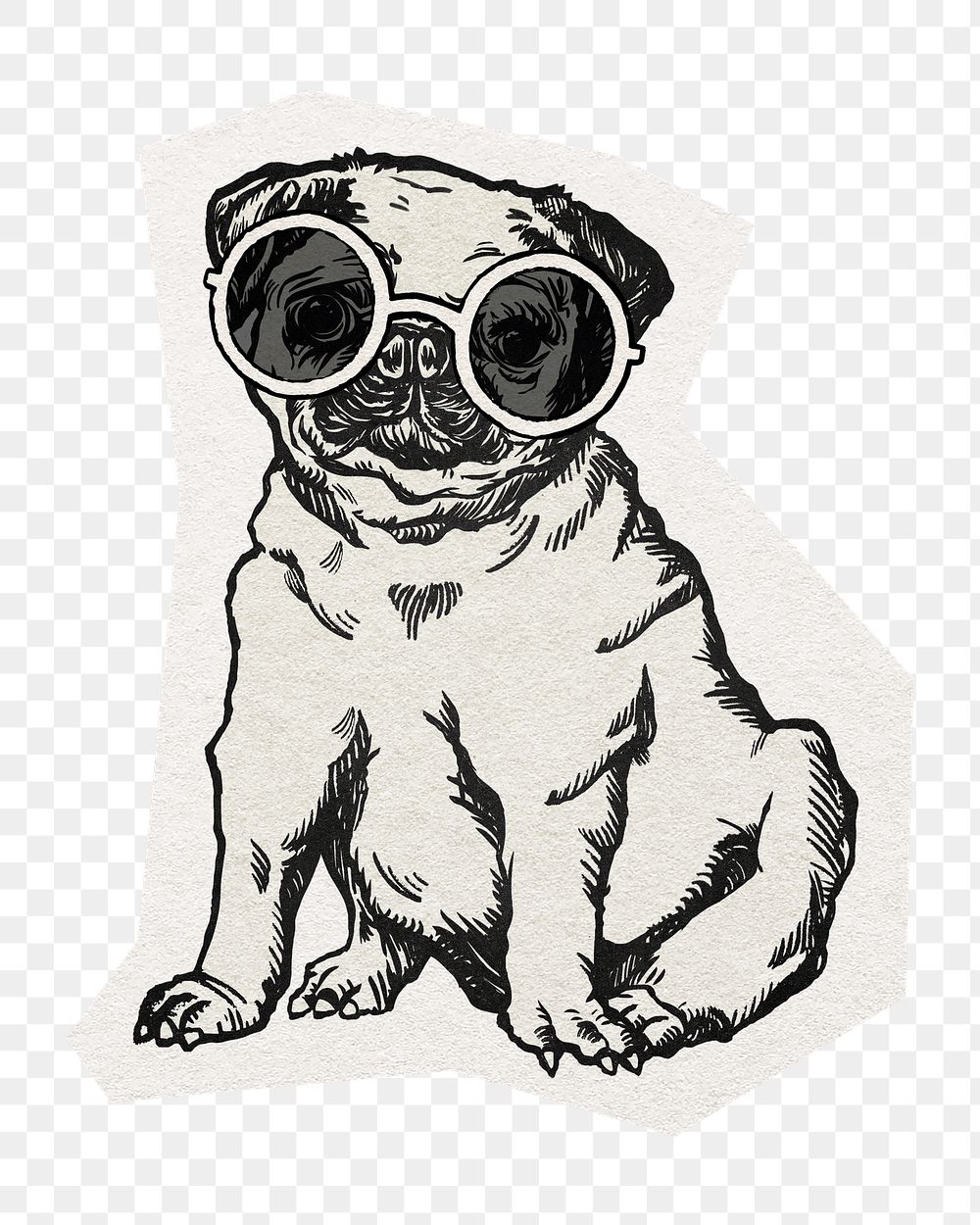 Cute pug dog png sticker, cut out paper design, transparent background