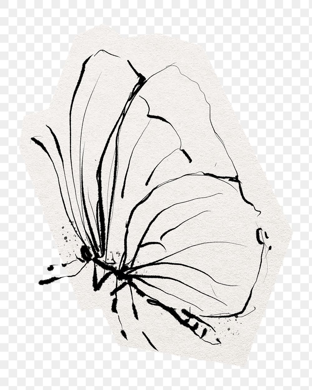 Drawing butterfly png sticker, cut out paper design, transparent background