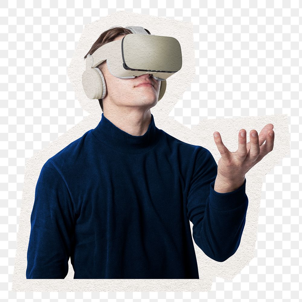 VR technology png sticker, cut out paper design, transparent background