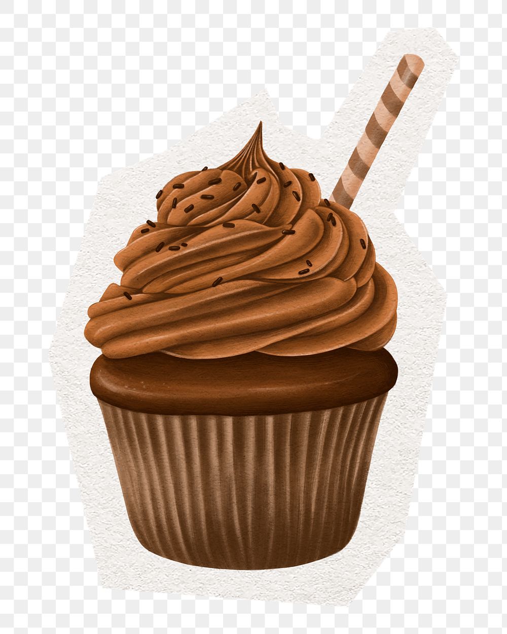 Chocolate cupcake png sticker, cut out paper design, transparent background