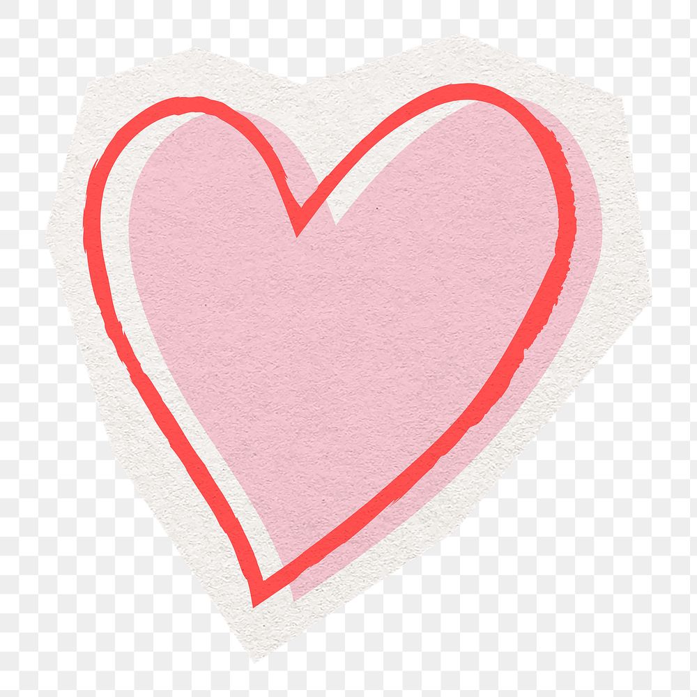 Pink heart png sticker, cut out paper design, transparent background