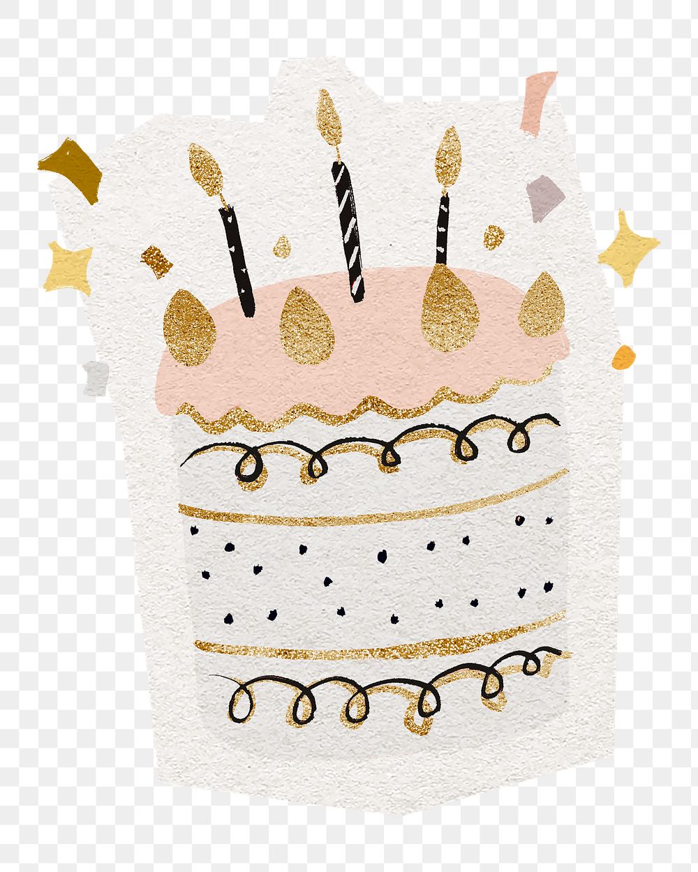 Birthday cake png sticker, cut out paper design, transparent background
