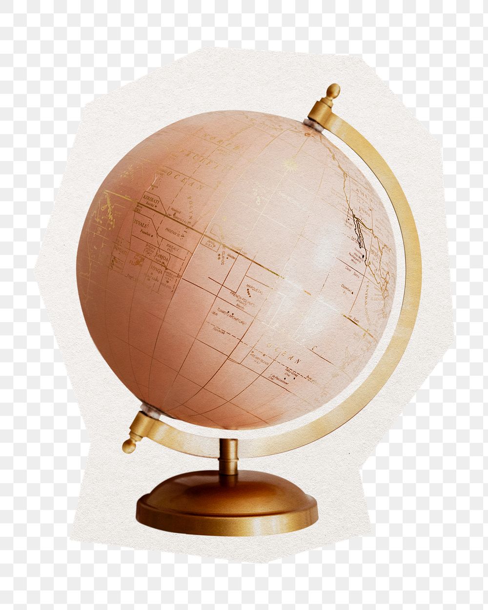 Educational globe png sticker, cut out paper design, transparent background