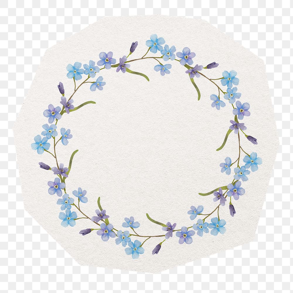 Flower frame badge png sticker, cut out paper design, transparent background