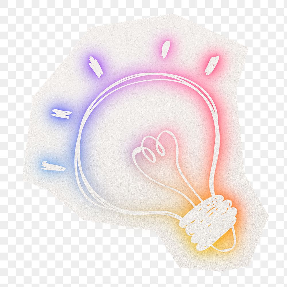 Png glowing light bulb sticker, cut out paper design, transparent background