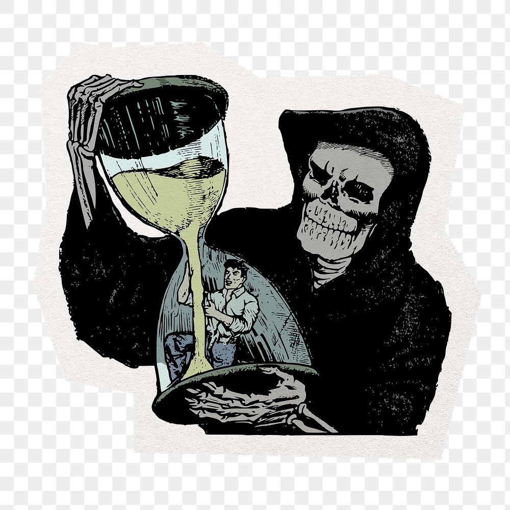 Grim Reaper png sticker, cut out paper design, transparent background
