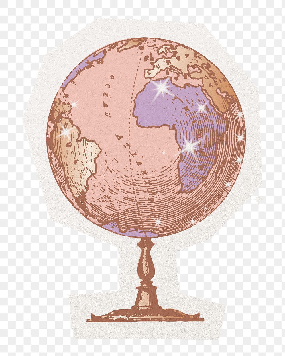 Aesthetic globe png sticker, cut out paper design, transparent background